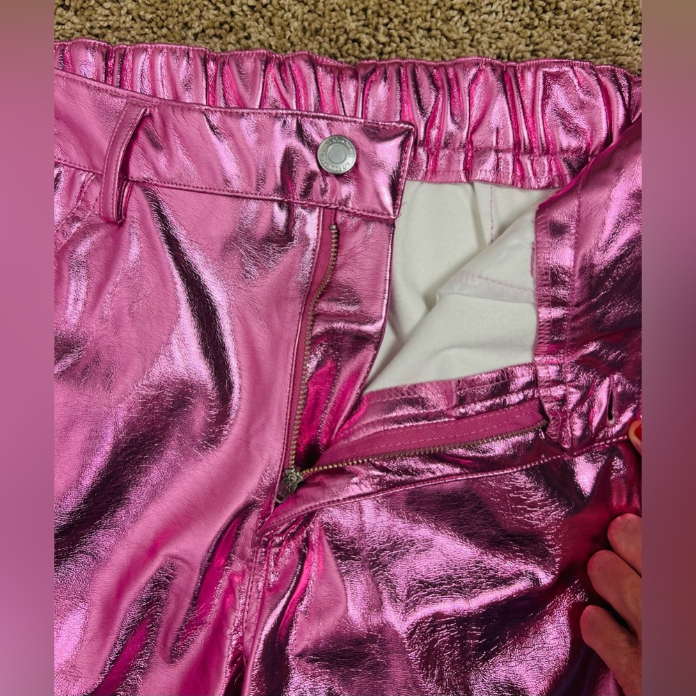Pink Metallic High-Rise Cargo Pants – Lined, Fits Like L - Picture 7 of 16